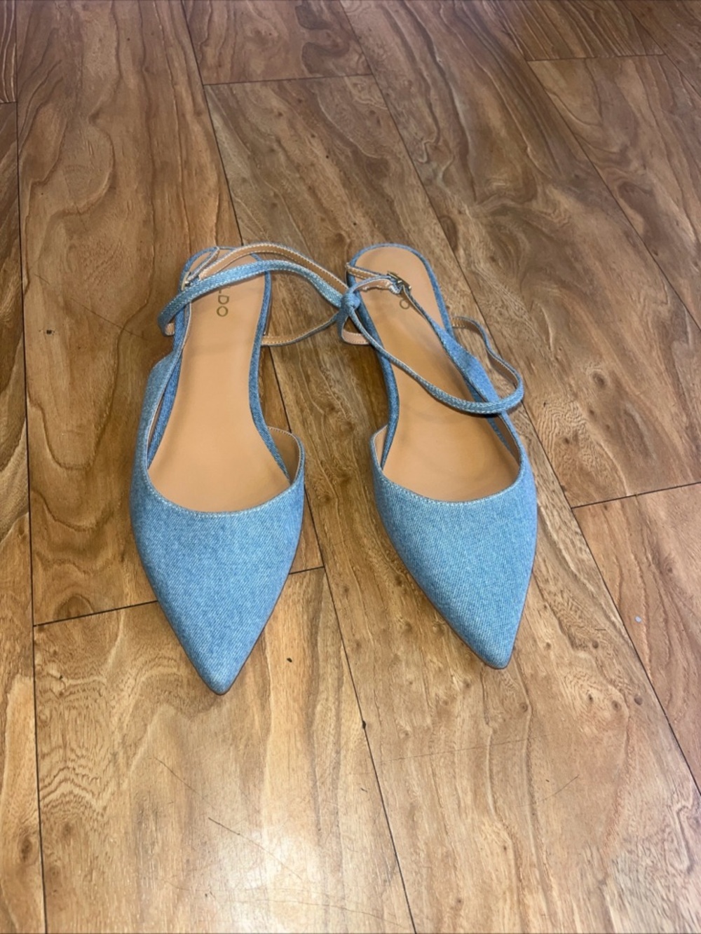 Aldo Light Blue Pointed Denim Slingback Flats Sz 11